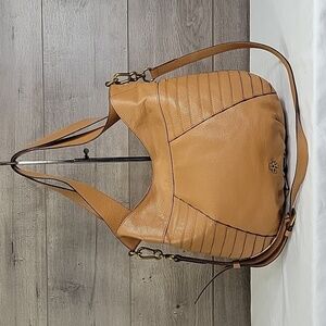 orYany Camel Brown Pebble Leather Crossbody Shoulder Bag EUC